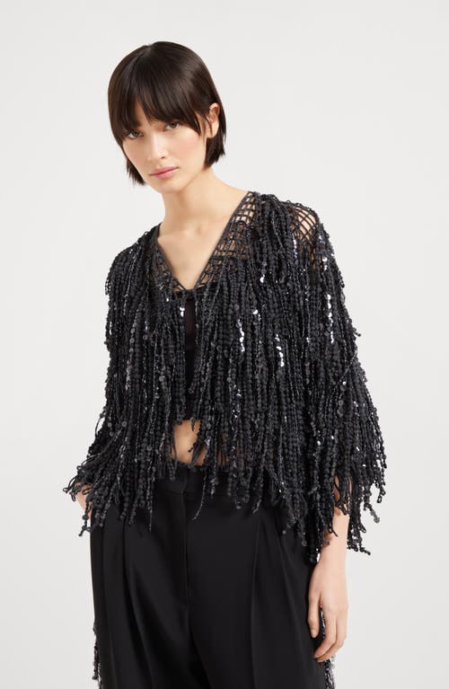 Brunello Cucinelli Cotton-blend Dazzling Cascades Cardigan In Charcoal