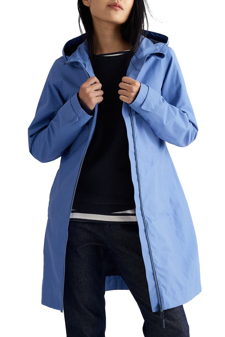 Coverack Waterproof Organic Cotton Blend Raincoat with Removable Hood, Main, color, BLUEBELL