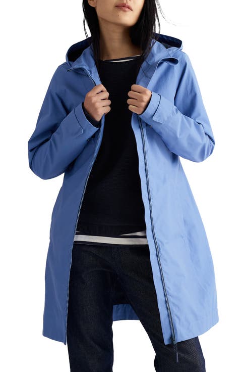 Coverack Waterproof Organic Cotton Blend Raincoat with Removable Hood