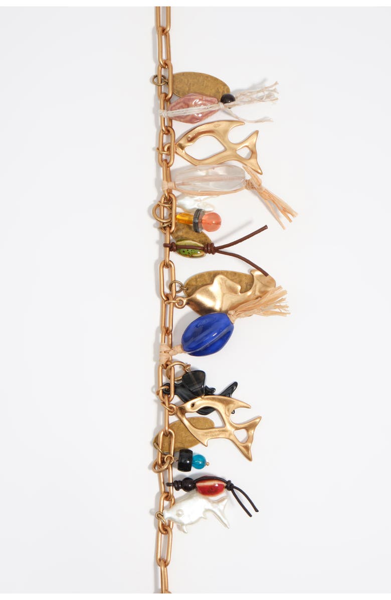 Bimba y Lola Necklace With Fish And Ceramics, Alternate, color, Gold