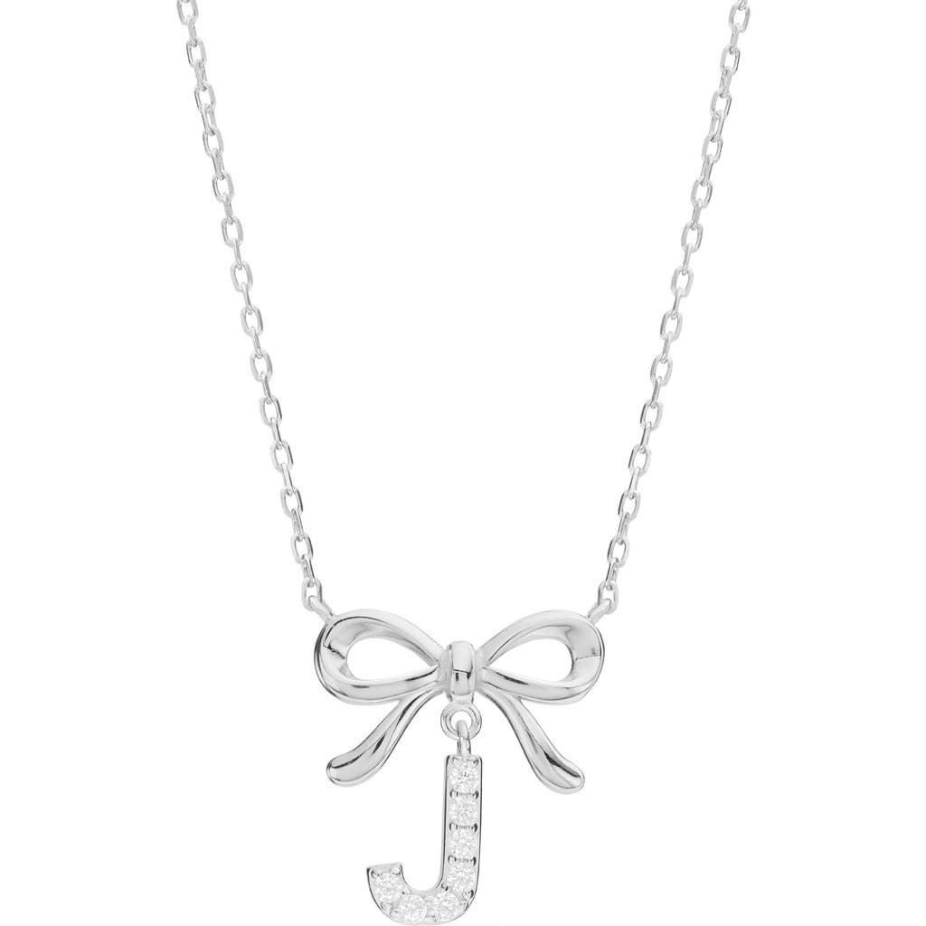 Athra Luxe Cubic Zirconia Bow Initial Pendant Necklace In Metallic