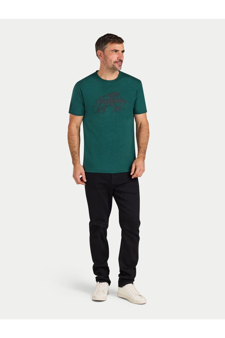 Embroidered Union Jack Bull T-Shirt, Alternate, color, Forest