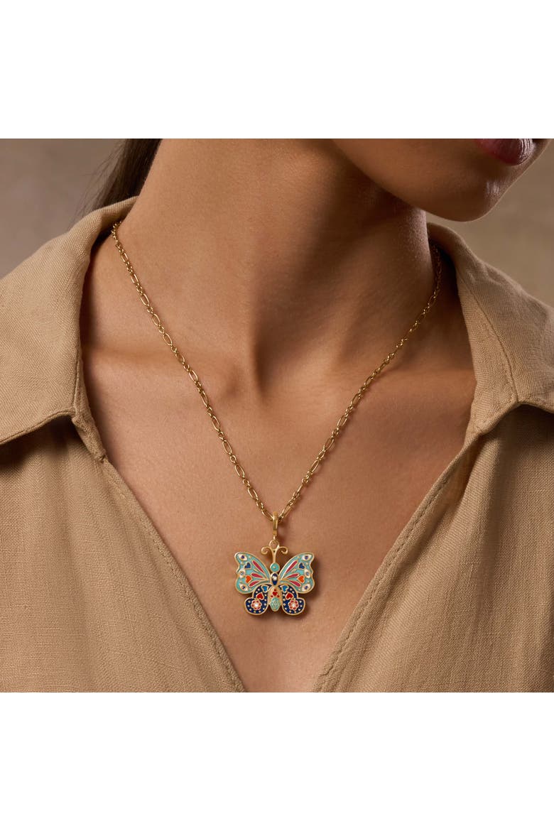 Vibrant Awakening Butterfly Charm Necklace, Alternate, color, Gold/Multicolor