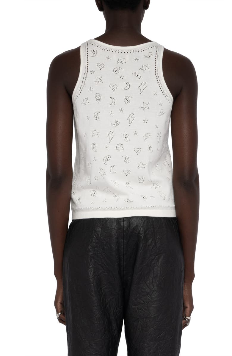 Zadig & Voltaire Jossy Bandana Pointelle Cotton Sweater Tank, Alternate, color, Eggshell