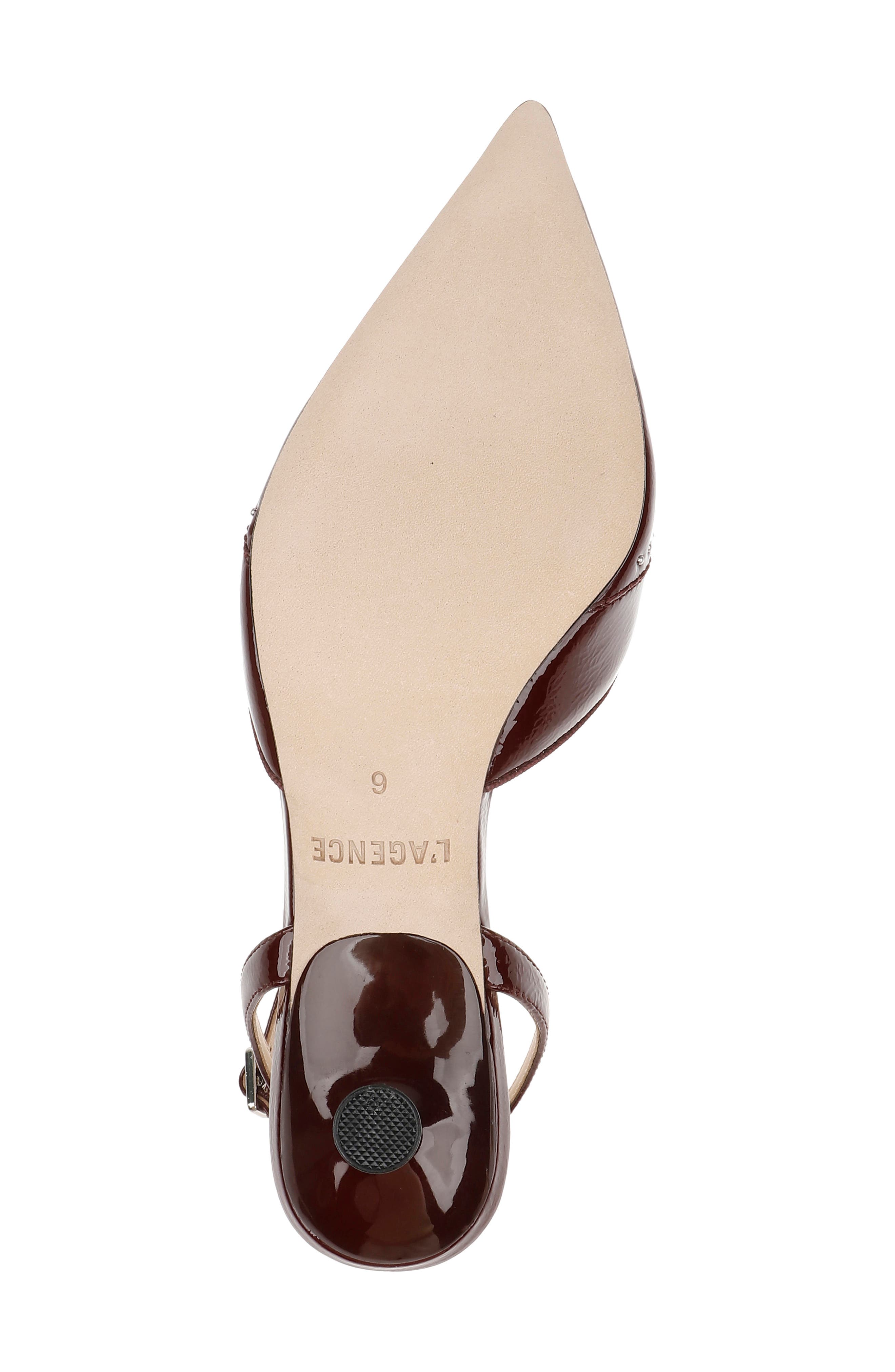 L'AGENCE Liana Ankle Strap Pointed Toe Pump, Alternate, color, Wine Patent