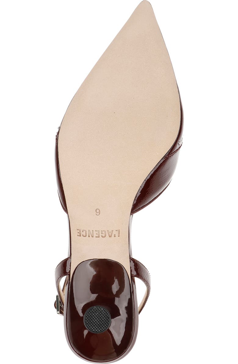 L'AGENCE Liana Ankle Strap Pointed Toe Pump, Alternate, color, Wine Patent