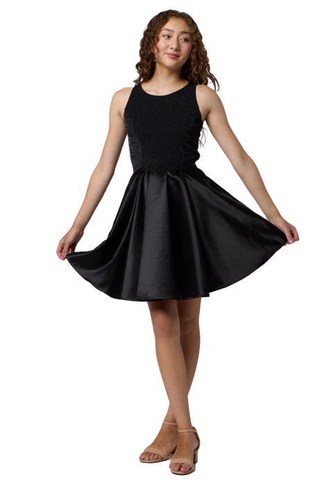 Glitter and Satin Racerback Dress in Longer Length (Big Kid)