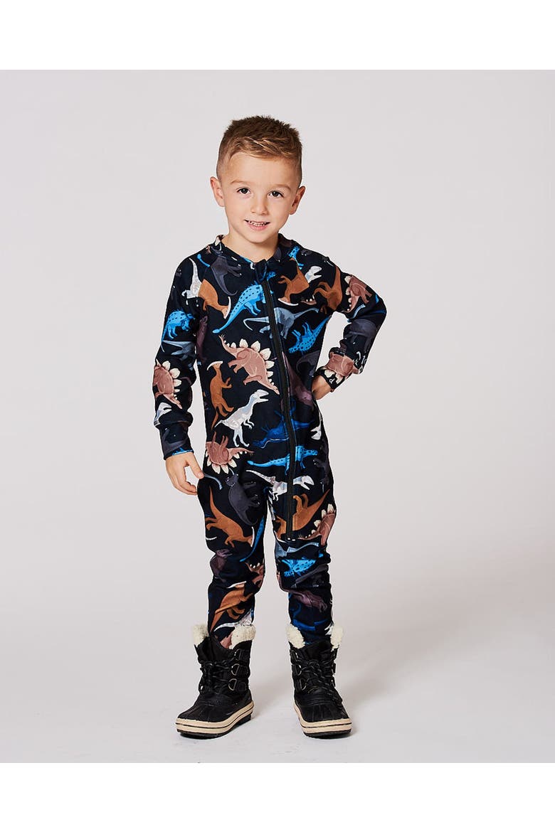 One-Piece Thermal Underwear Dinosaur, Alternate, color, Black