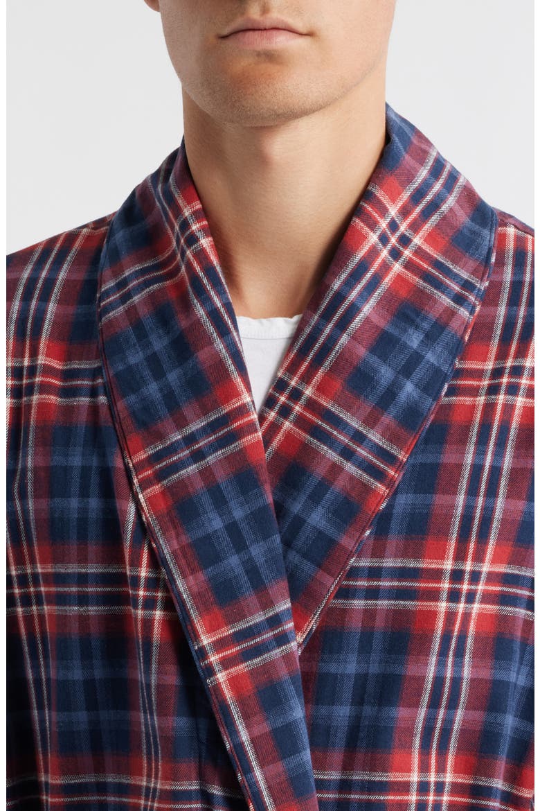 Time Out Flannel Robe, Alternate, color, NAVY/ RED