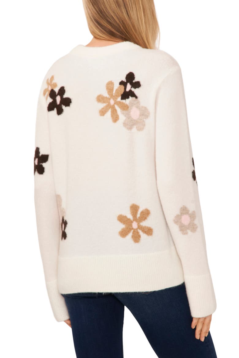 Floral Crewneck Sweater, Alternate, color, ANTIQUE WHITE