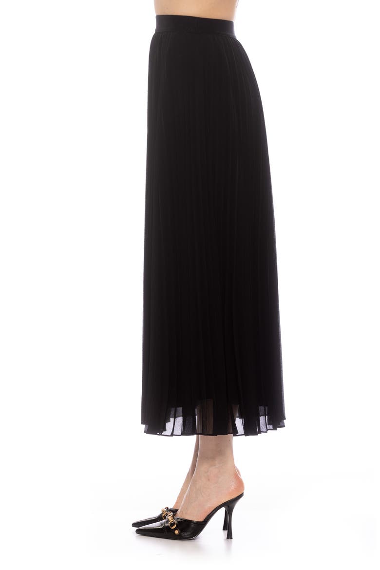Kesia Midi Chiffon Pleated Skirt, Alternate, color, BLACK