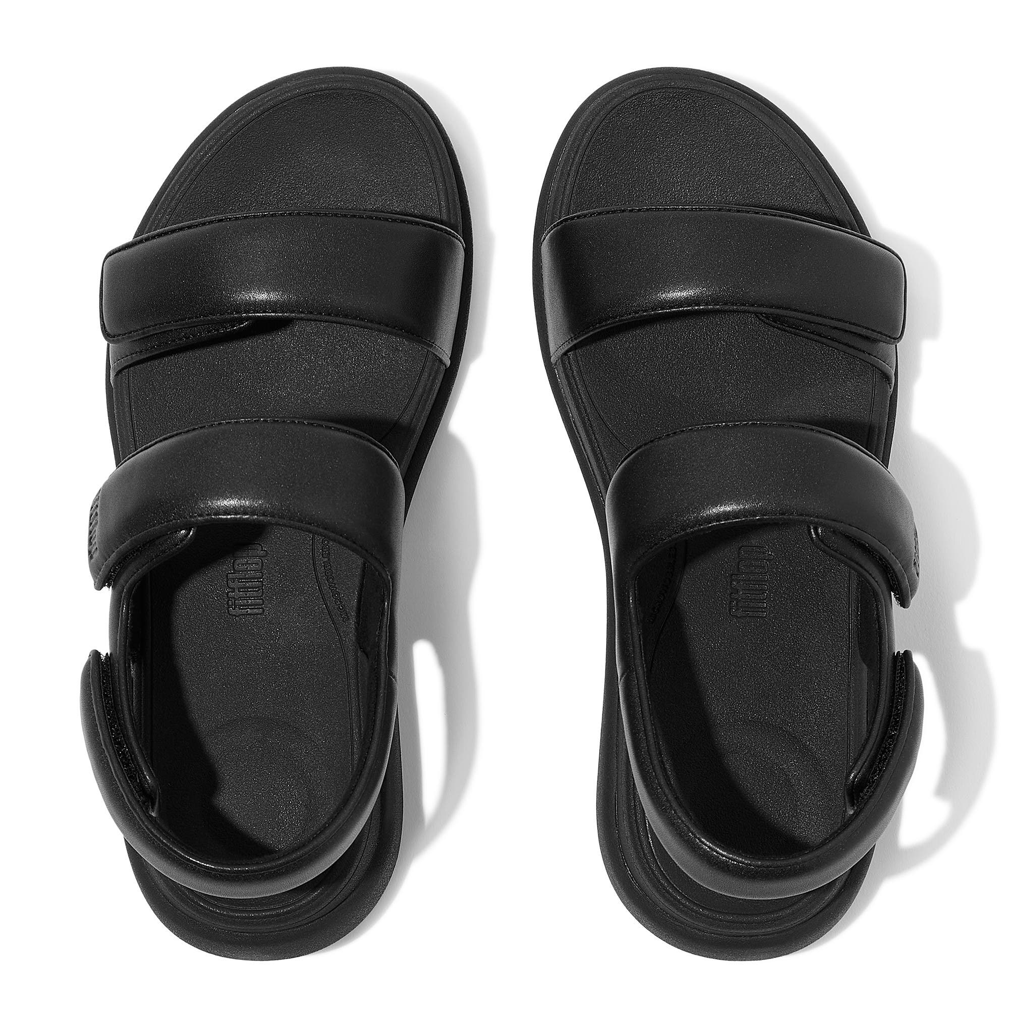 FitFlop F-Mode Go Adj Flatform Sandal, Alternate, color, All Black