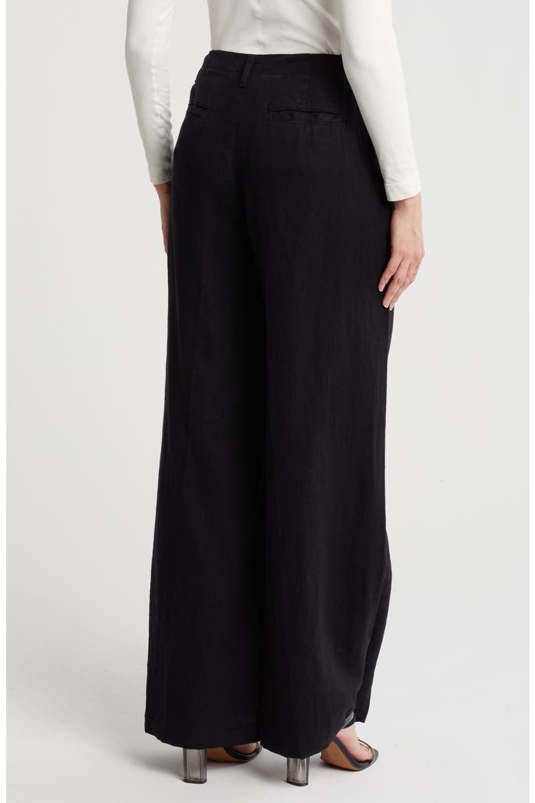 Brie Wide Leg Linen Pants, Alternate, color, BLACK