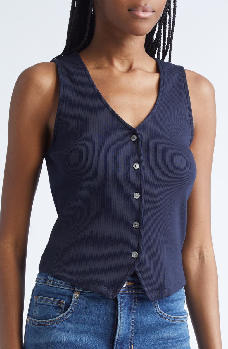 Veronica Beard Hoorne Rib Vest, Alternate, color, Navy