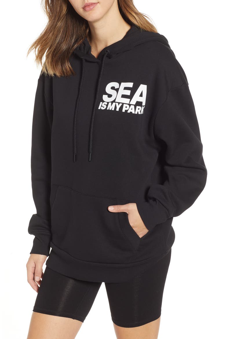On The Run Seattle Graphic Hoodie, Main, color, BLACK