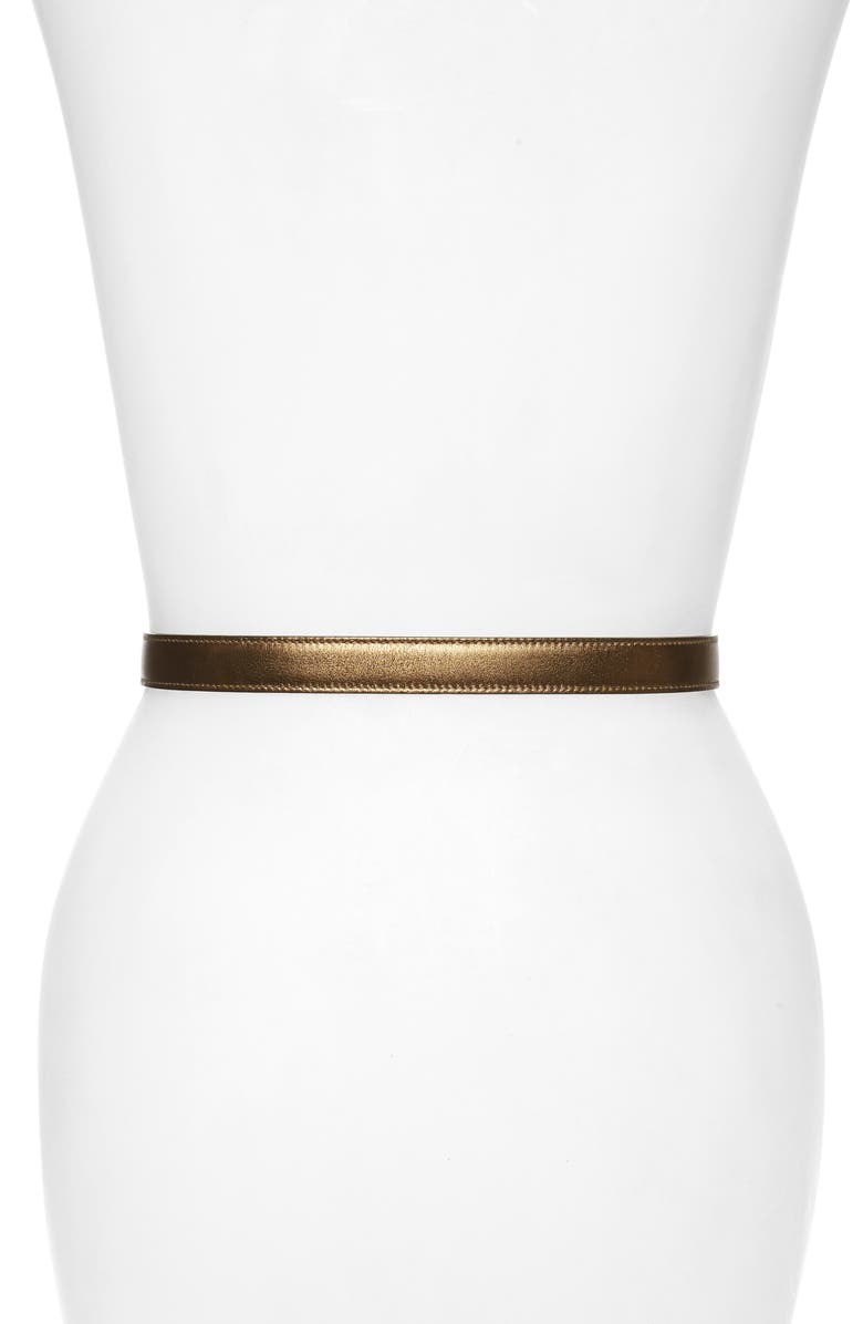 Saint Laurent YSL Logo Metallic Leather Belt, Alternate, color, 