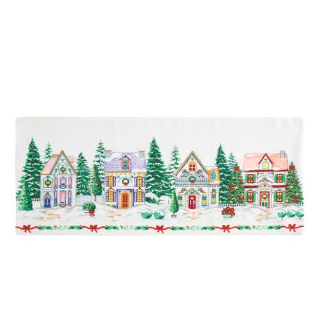 Spice Village Christmas Embroidered Centerpiece, Multicolor - 14"W x 36"L
