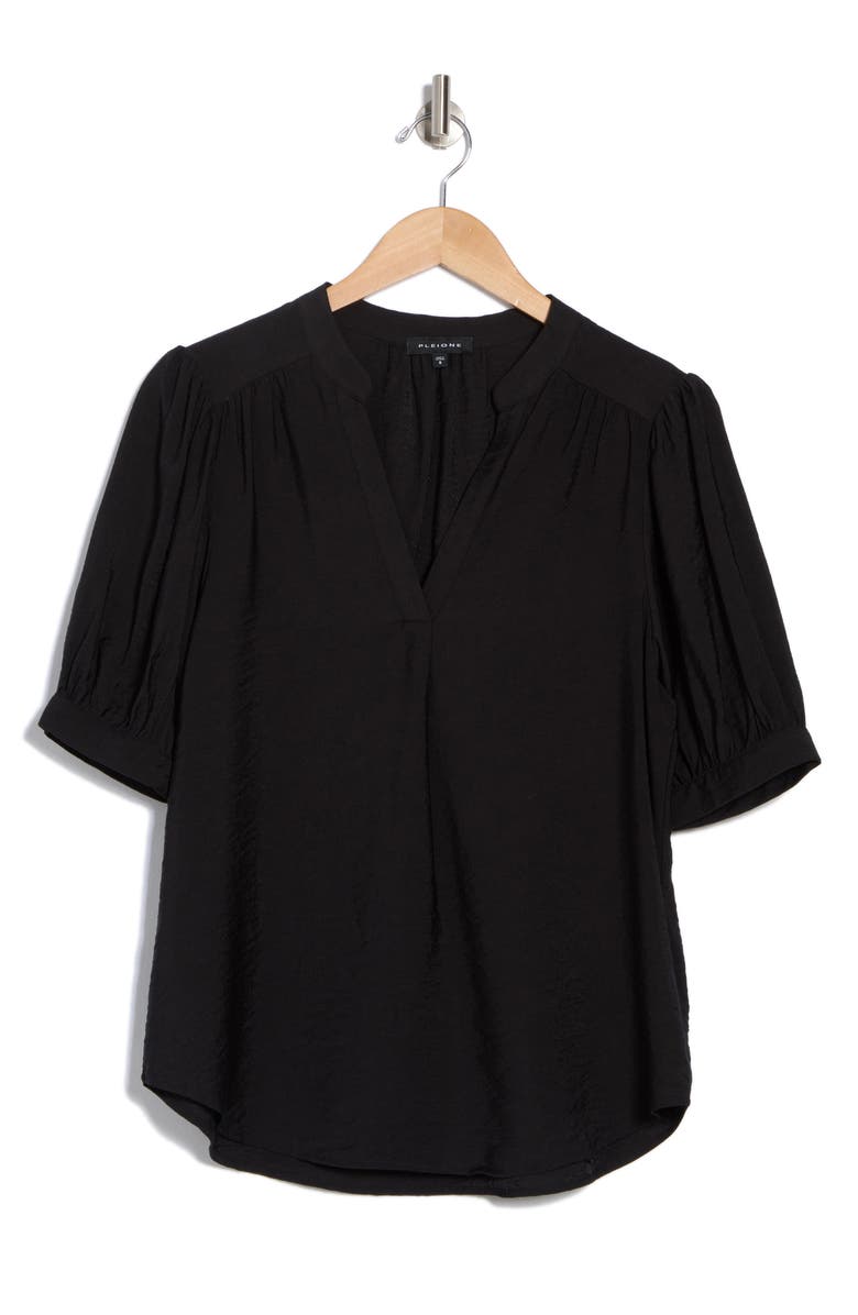 Pleione Textured Tunic Shirt, Alternate, color, Black