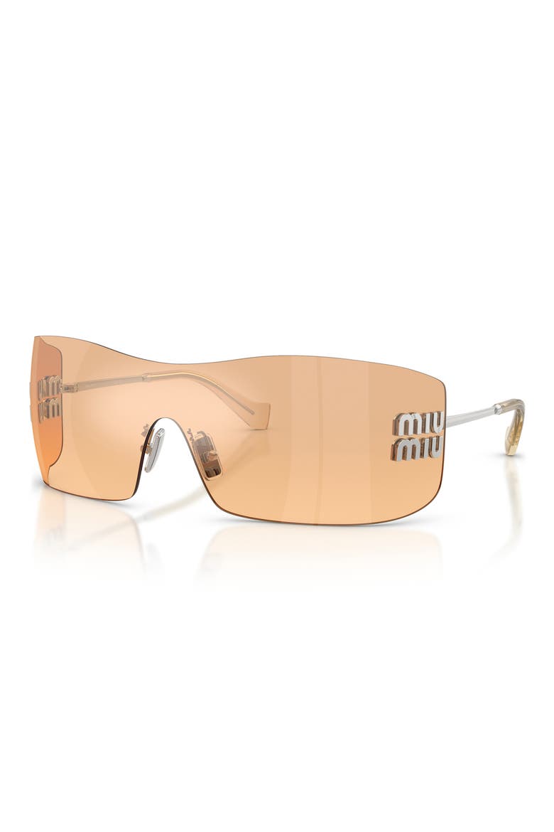 144mm Oversize Shield Sunglasses, Alternate, color, SILVER / ORANGE MIRROR SILVER