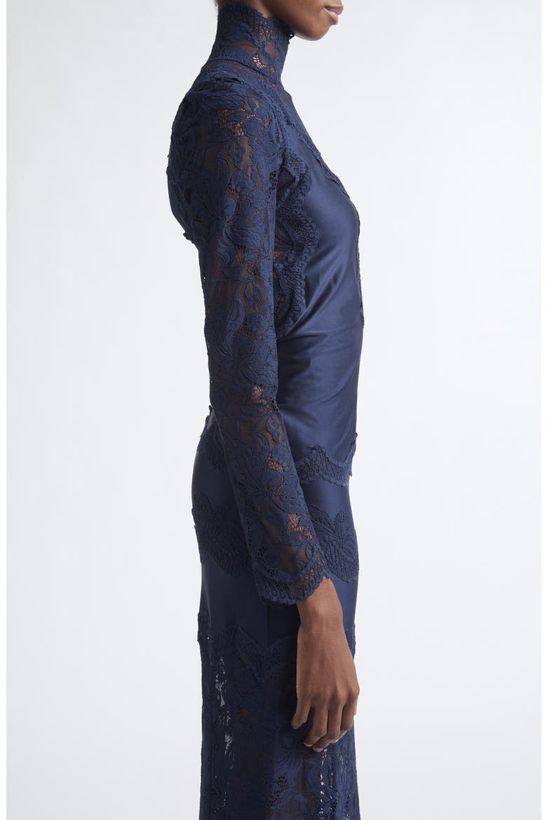 Lace & Jersey Long Sleeve Top, Alternate, color, DEEP NAVY