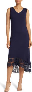 Nina Leonard Sleeveless V-Neck High/Low Dress