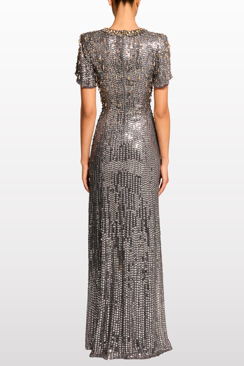 Serenity Sequin-Embellished Gown, Alternate, color, Shadow Grey