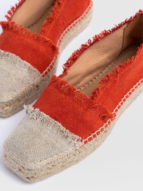 Saint + Sofia Ivy Frayed Espadrille Pumps In Orange