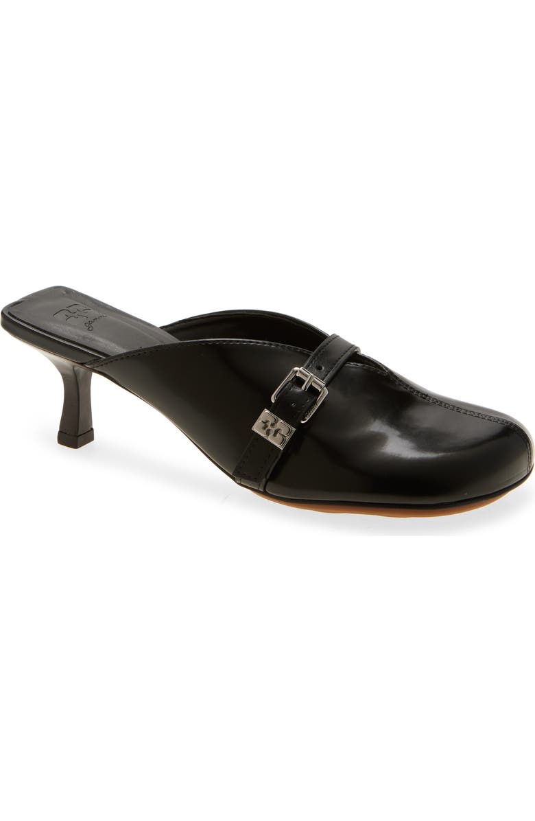Ganni Sue Buckle Mule, Main, color, Black