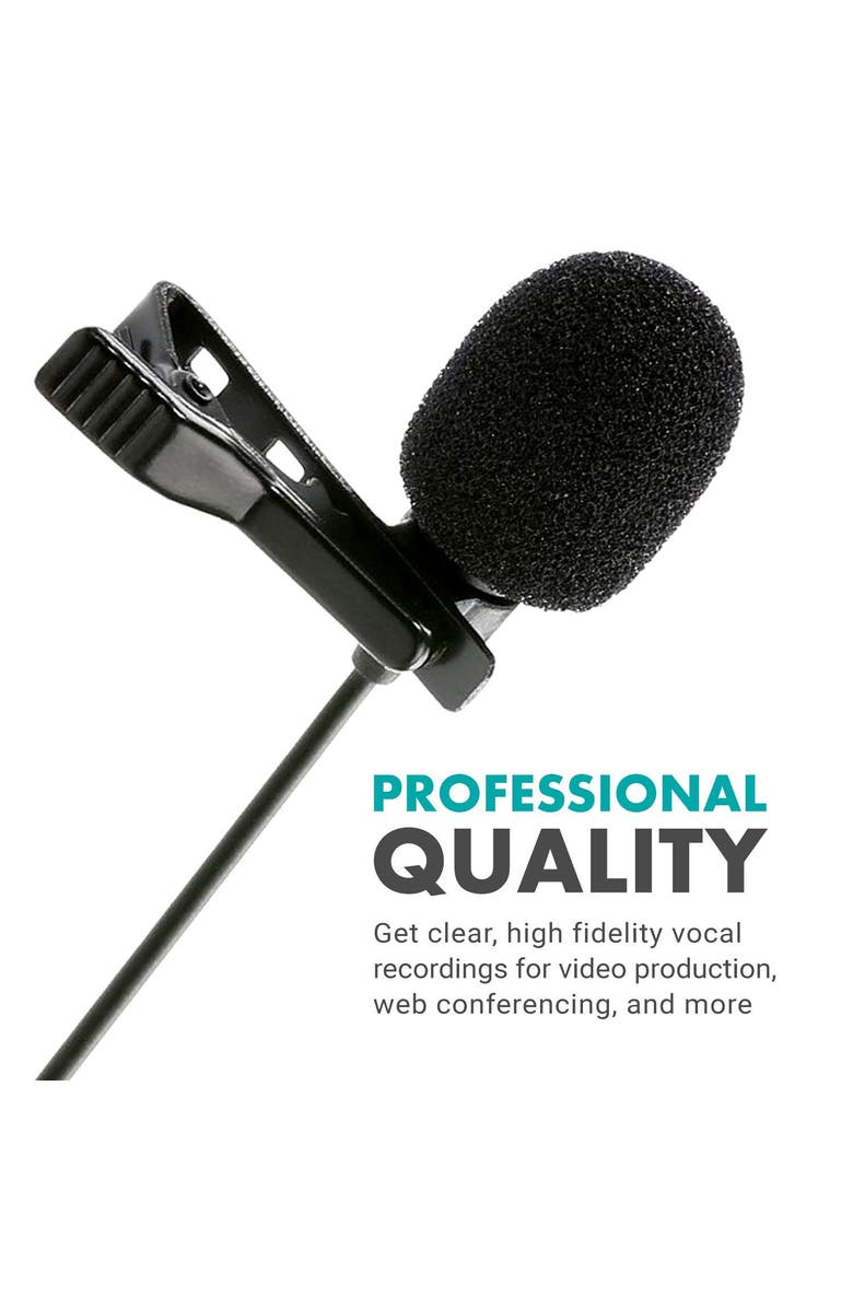 MOVO M1 USB Lavalier Lapel Clip-on Omnidirectional Condenser Computer Microphone for PC and Mac, Alternate, color, Black
