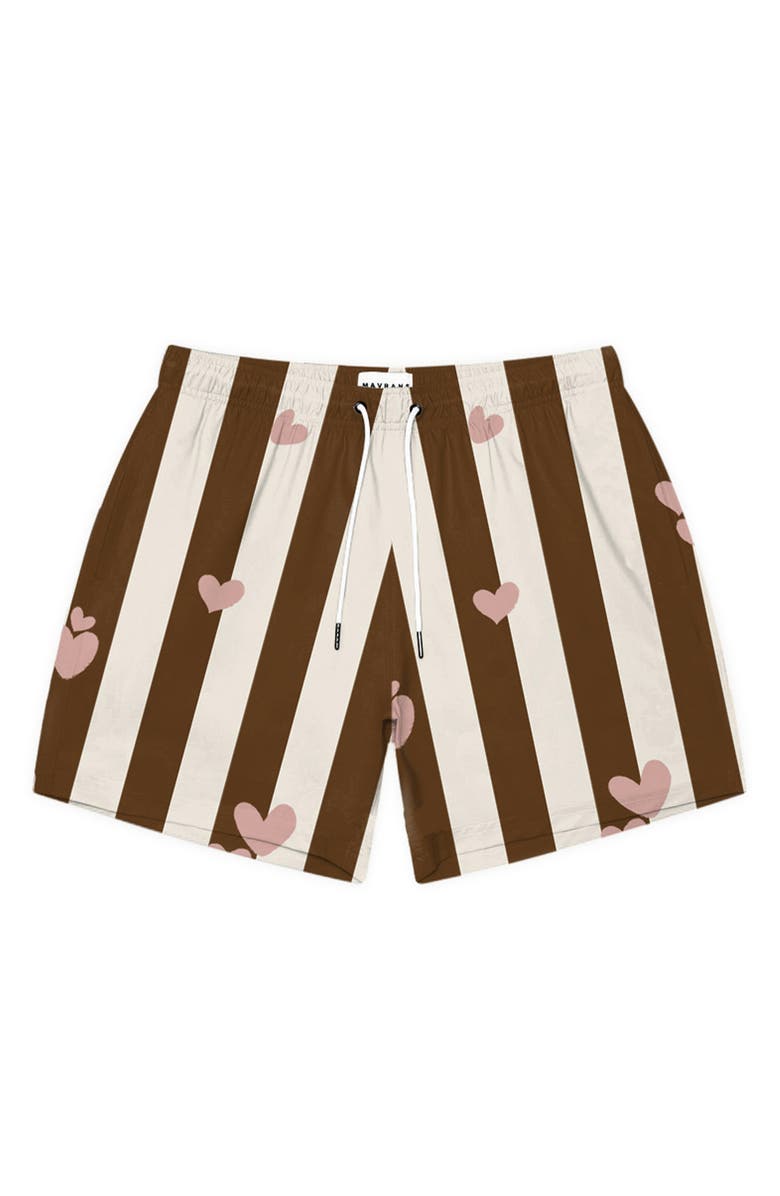 MAVRANS Stripes & Hearts Waterproof Swim Trunks, Main, color, 