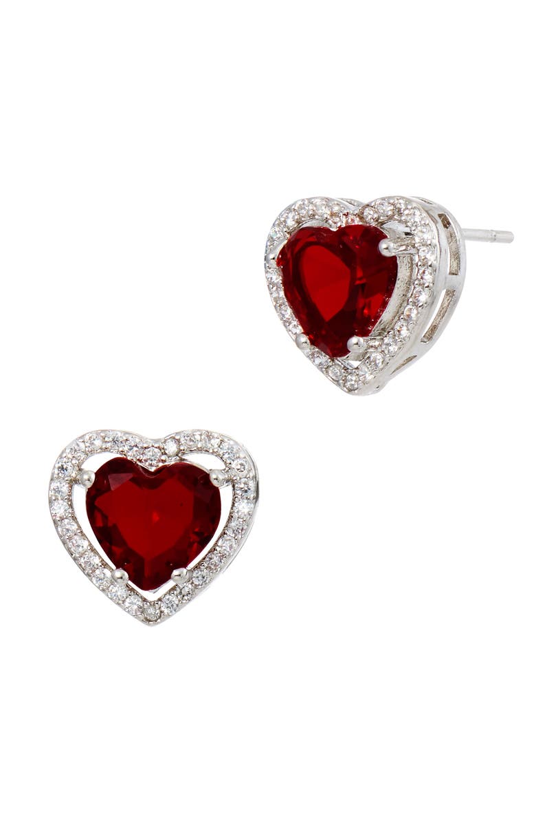 SAVVY CIE JEWELS CZ & Lab Created Ruby Heart Stud Earrings | Nordstromrack