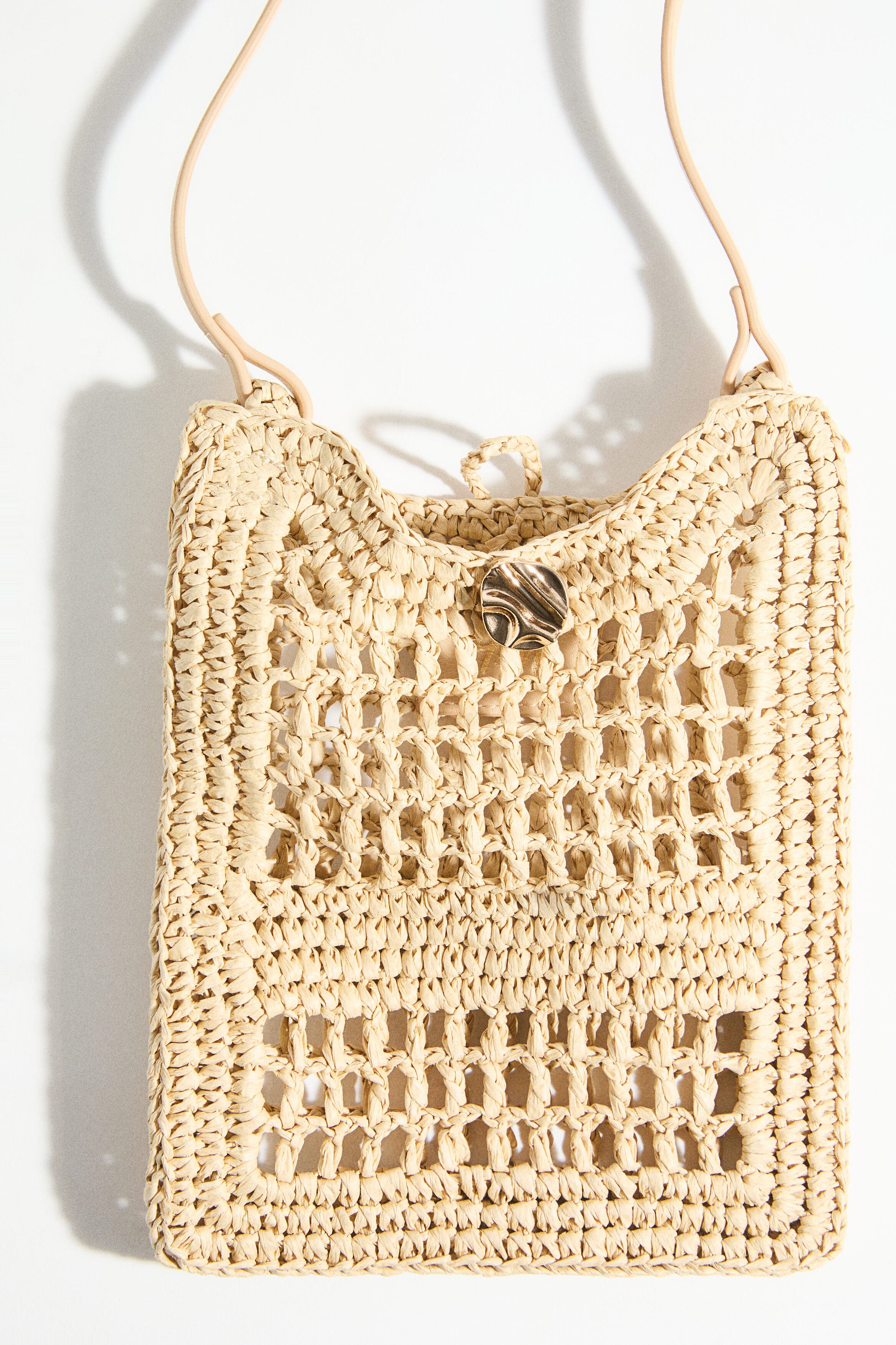 H&M Straw Phone Bag, Alternate, color, Beige