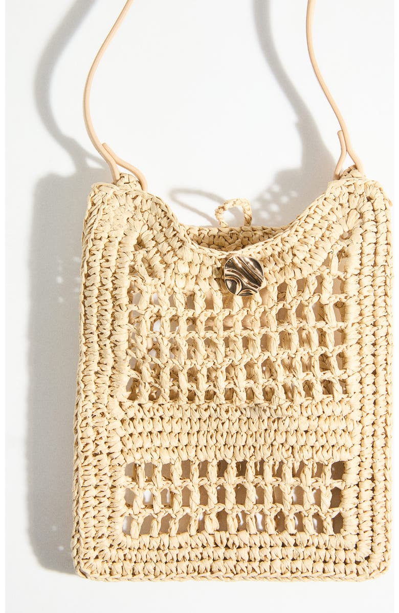 H&M Straw Phone Bag, Alternate, color, Beige