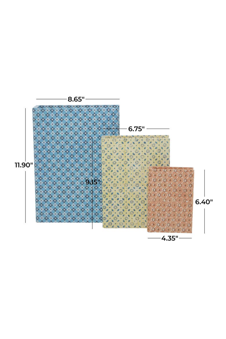 Set of 3 Vintage Canvas Decorative Keepsake Boxes, Alternate, color, BLUE MULTI COLORED