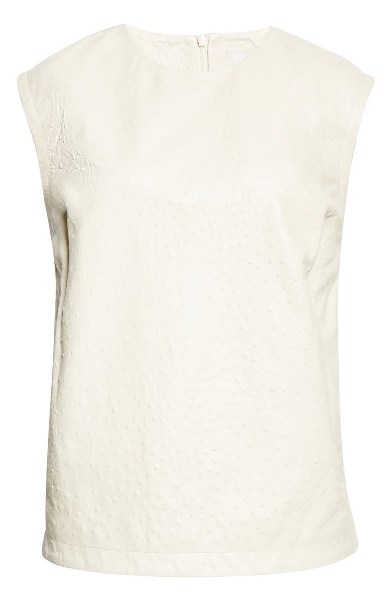 LOULOU DE SAISON Fiza Ostrich Embossed Lambskin Leather Top, Main, color, Ivory