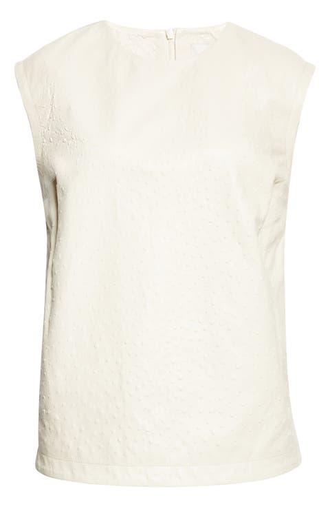 Fiza Ostrich Embossed Lambskin Leather Top