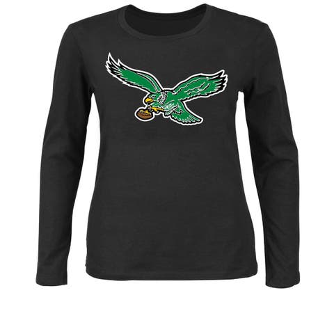 Women's Fanatics Black Philadelphia Eagles Plus Size Scoop Neck Long Sleeve T-Shirt