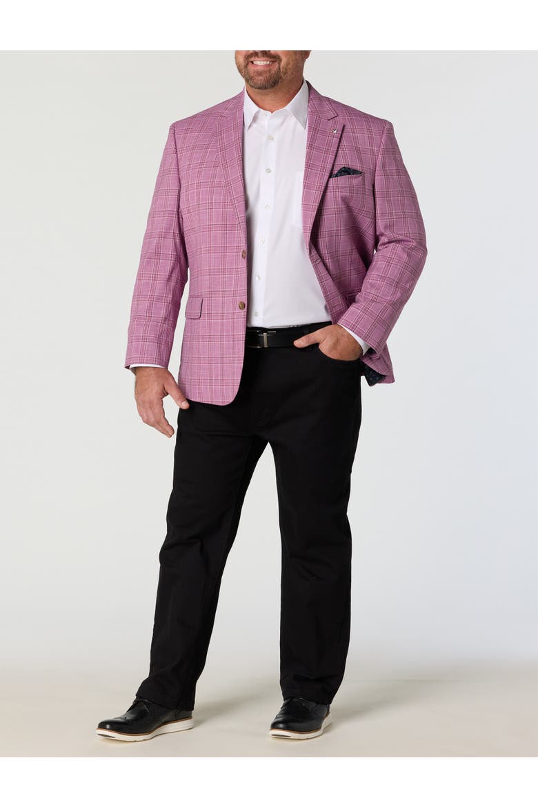Big & Tall Vibrant Plaid Sport Coat, Alternate, color, BERRY