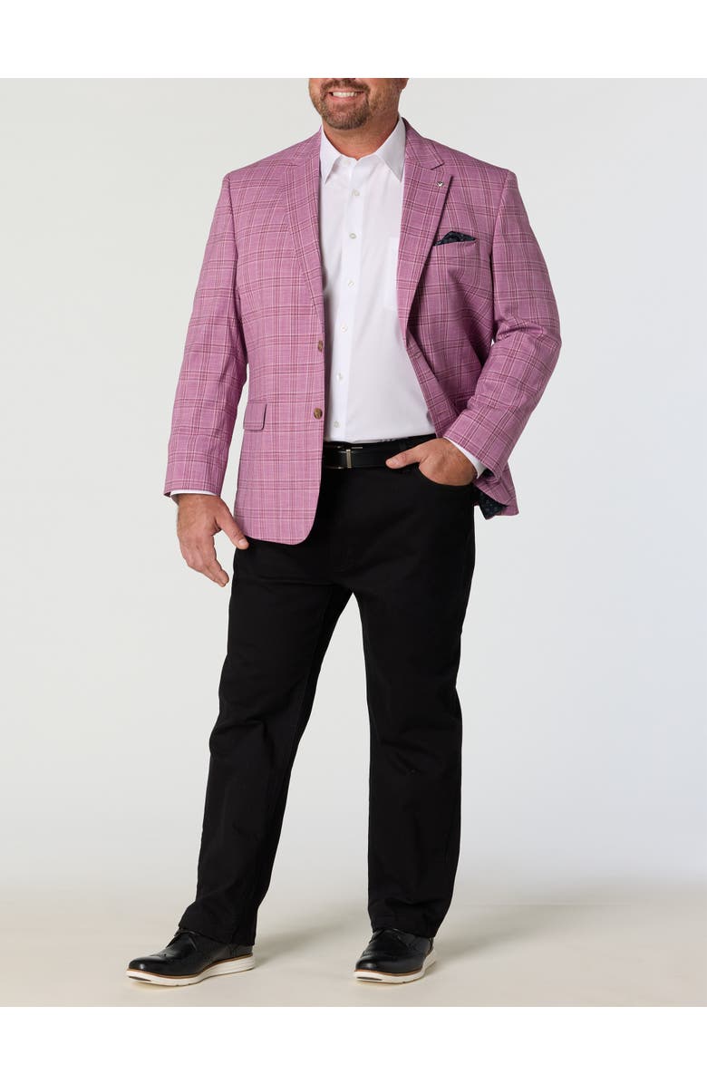 Oak Hill by DXL Big & Tall Vibrant Plaid Sport Coat, Alternate, color, Berry