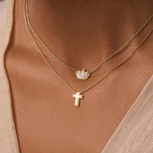 Karma And Luck Centered Mindset Lotus Mother Of Pearl Necklace