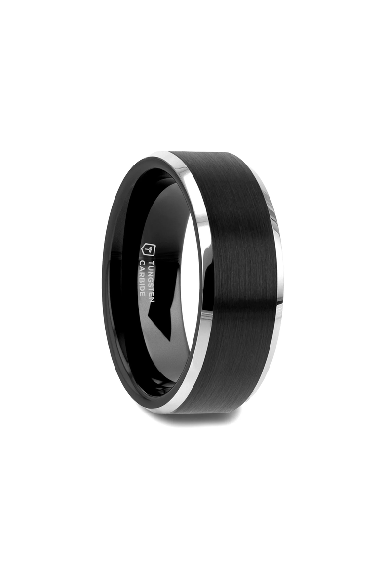 Aston Brushed Center Tungsten Wedding Band, Main, color, 8mm