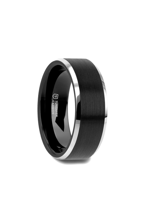 Aston Brushed Center Tungsten Wedding Band
