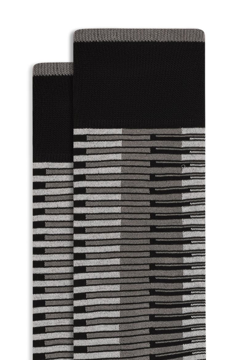 Broken Stripe Cotton Blend Dress Socks, Alternate, color, BLACK