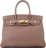 Pre-Owned Hermes Birkin Handbag Grey Togo with Gold Hardware 30