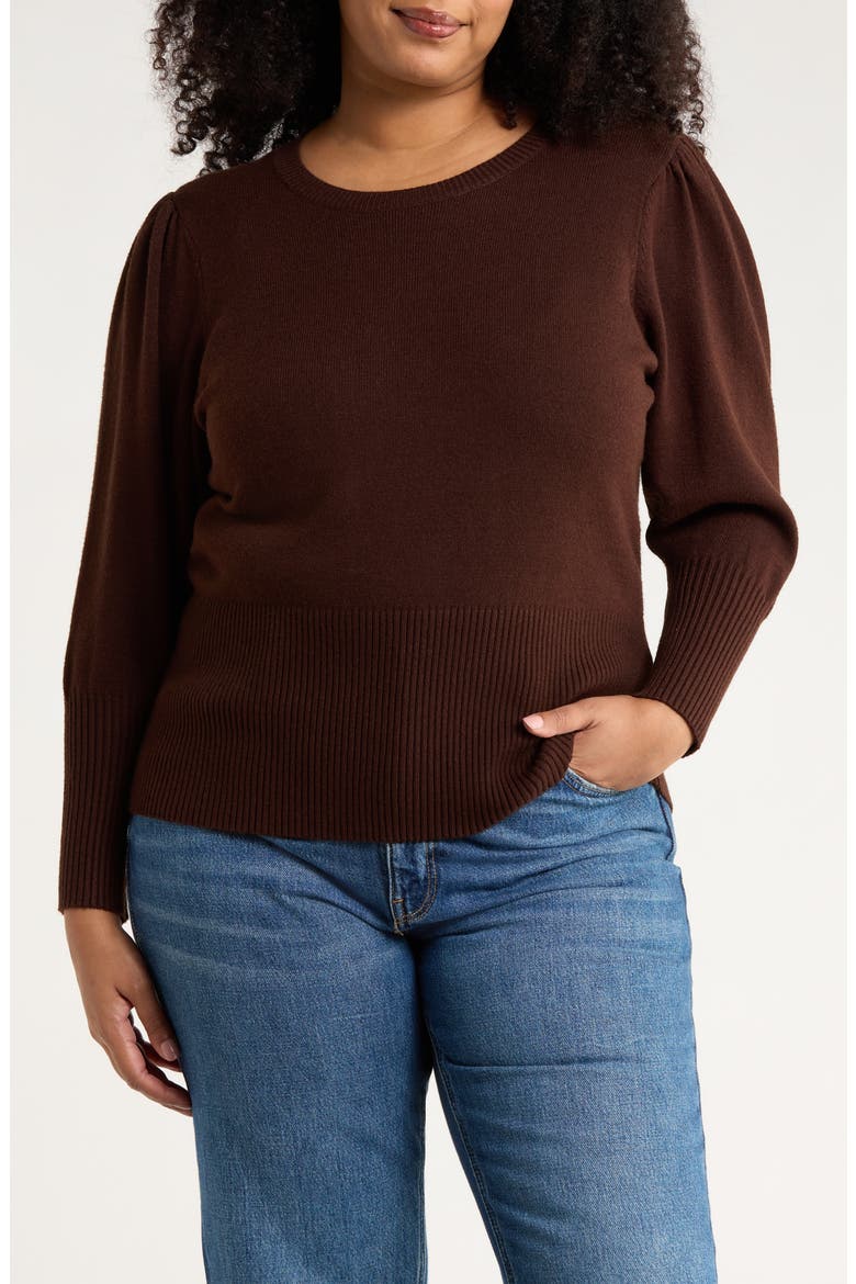Juliet Sleeve Sweater, Main, color, DARK BROWN