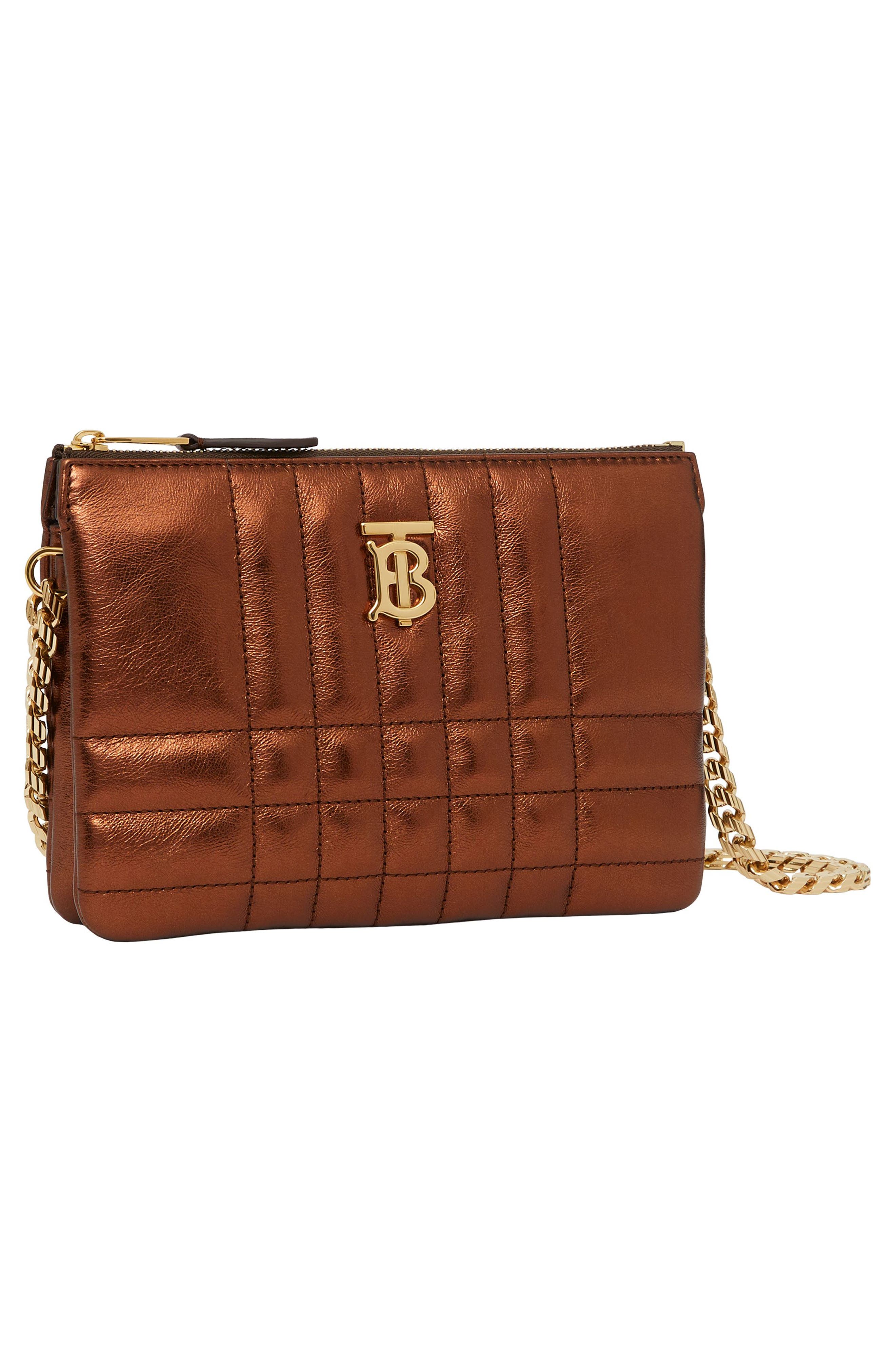 Burberry Lola Double Pouch Quilted Metallic Leather Shoulder Bag, Alternate, color, 