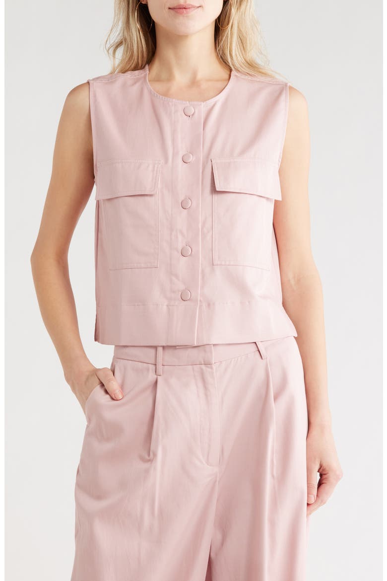 Patch Pocket Twill Vest, Main, color, MAUVE PINK