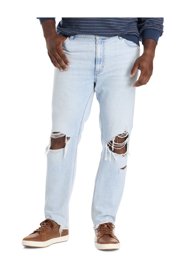 Big & Tall Destructed Dual Denim Tapered-Fit Jeans, Main, color, PARTY IN THE BACK