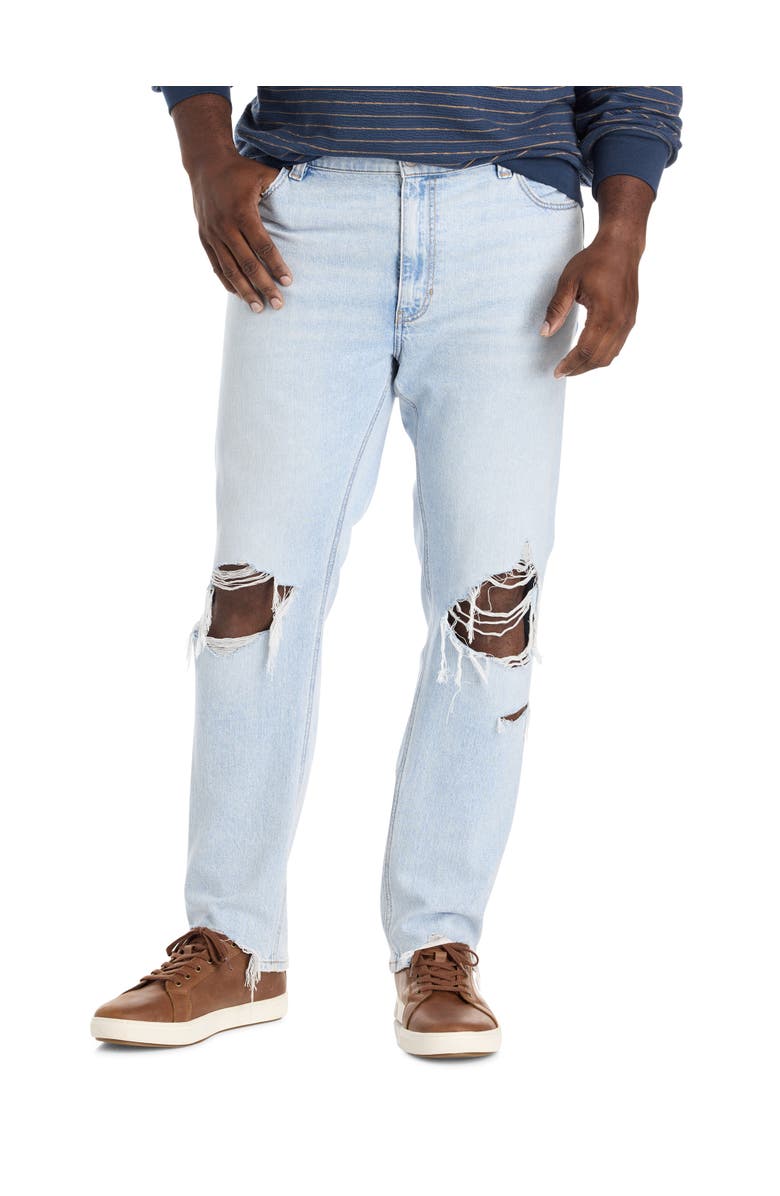 True Nation by DXL Big & Tall Destructed Dual Denim Tapered-Fit Jeans, Main, color, Party In The Back