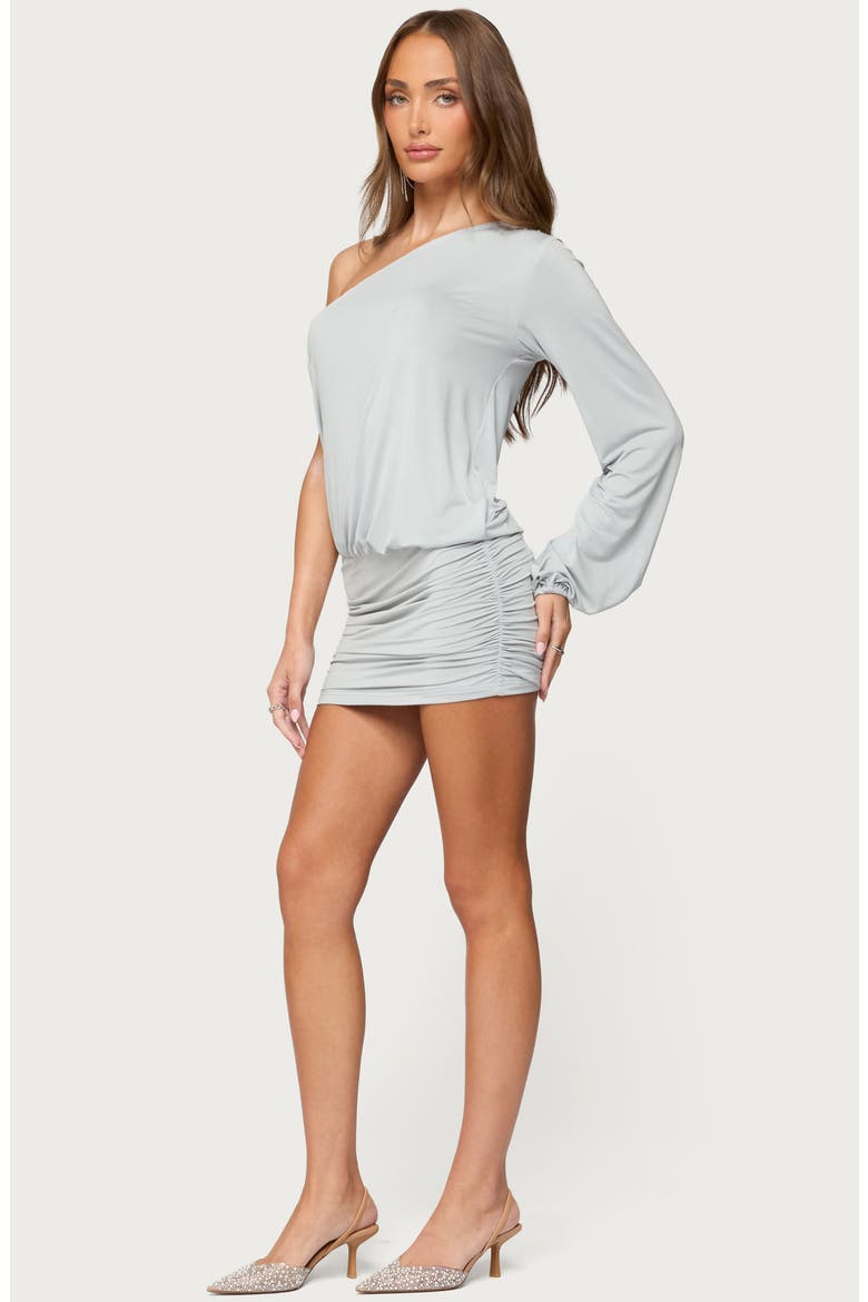 Athelia One-Shoulder Single Long Sleeve Minidress, Alternate, color, LIGHT-GRAY
